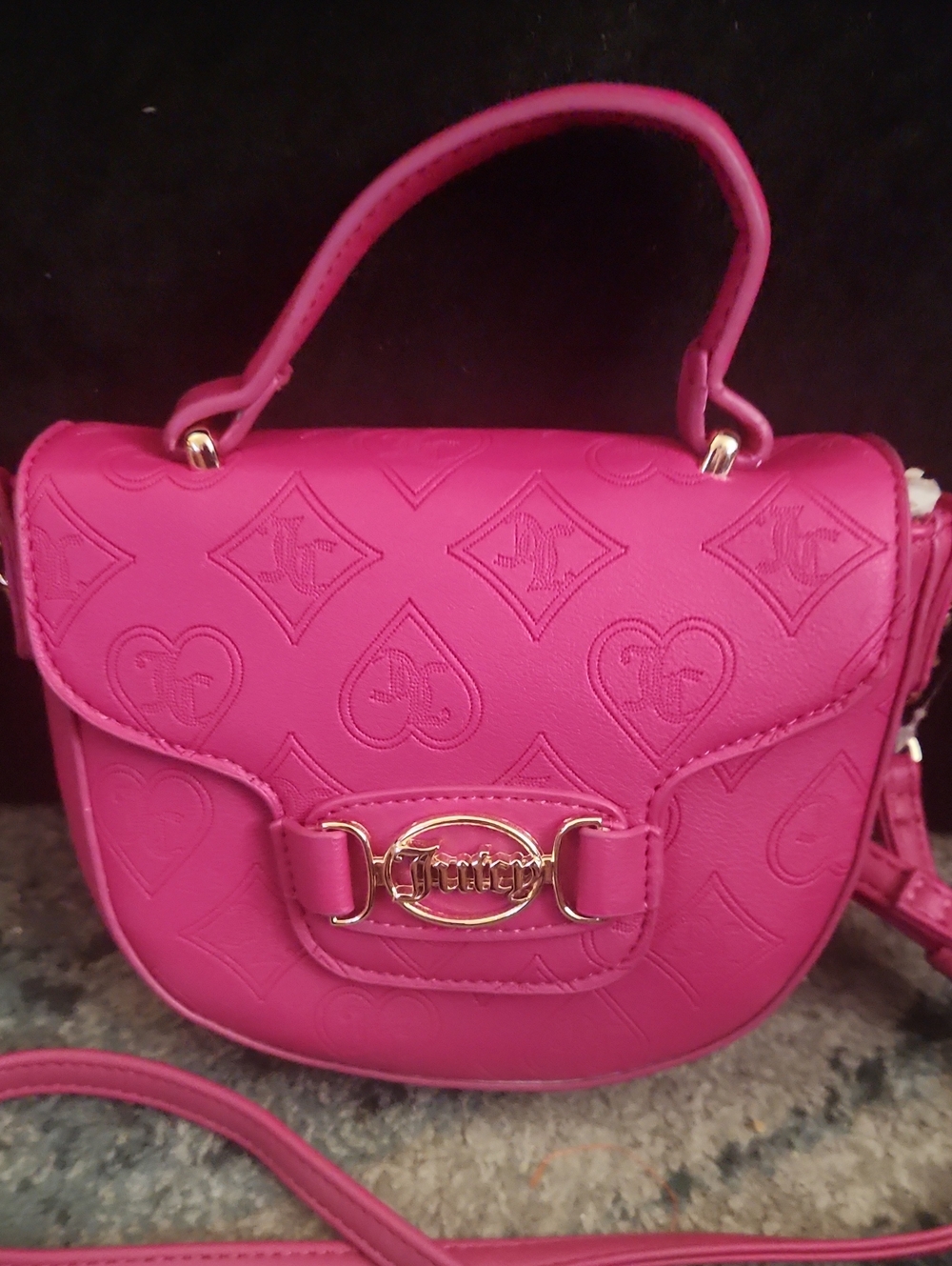 Juicy Couture Hot Pink Embossed Top-Handle Mini Crossbody